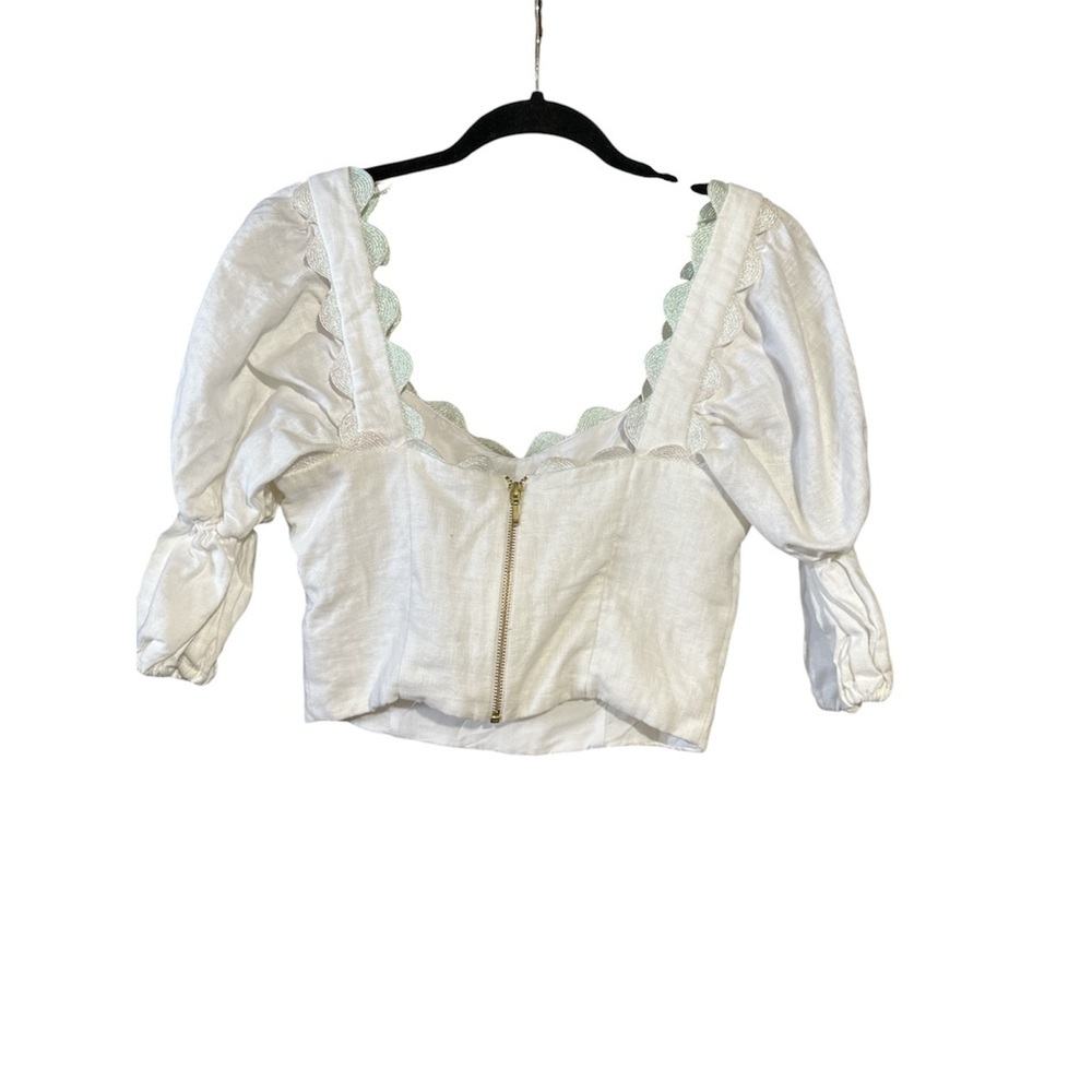 Azulu Colombia Square Neck Puff Sleeve Crop Top Size M - Picture 2 of 4